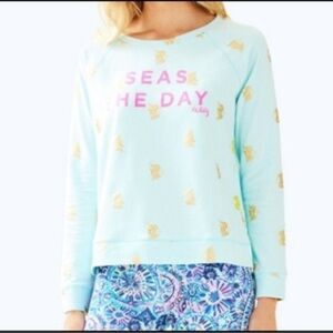 EUC Lilly Pulitzer UPF 50+ Braydon Pullover in Seas The Day Sz M